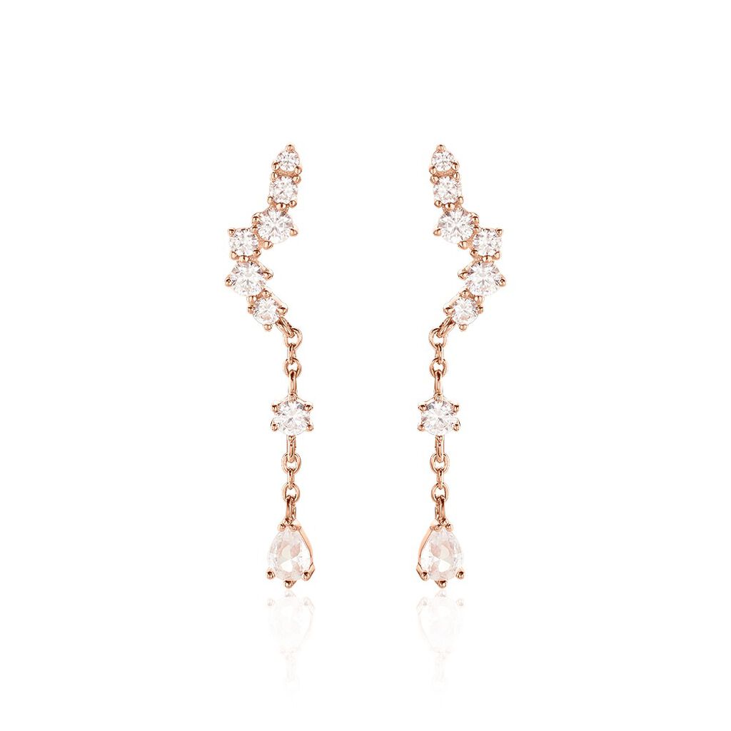 Boucles D'oreilles Pendantes Lir Argent Rose Oxyde De Zirconium