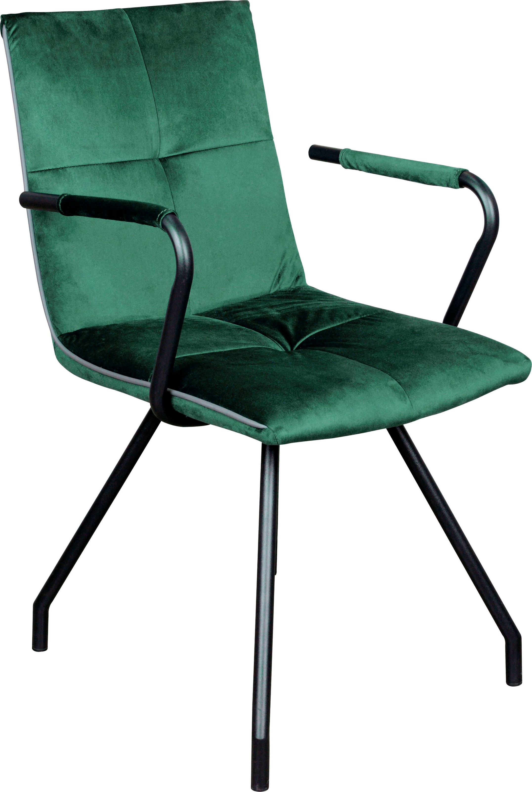 Kayoom Polsterstuhl »Stuhl Eaden 225 2er-Set, samtiger Stoffbezug, Paspel aus Kunstleder« (Set) 2 Stk.stilvoll, pflegeleicht, zeitgemässe Farbgebung, samtiger Stoffbezug