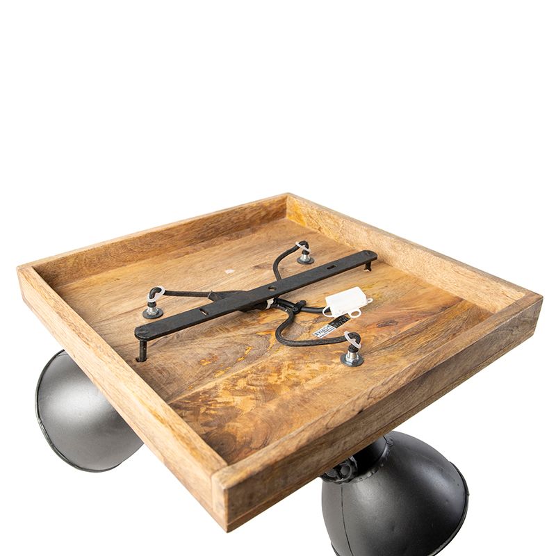 Industriële spot donkergrijs met mango hout 3-lichts - Mangoes