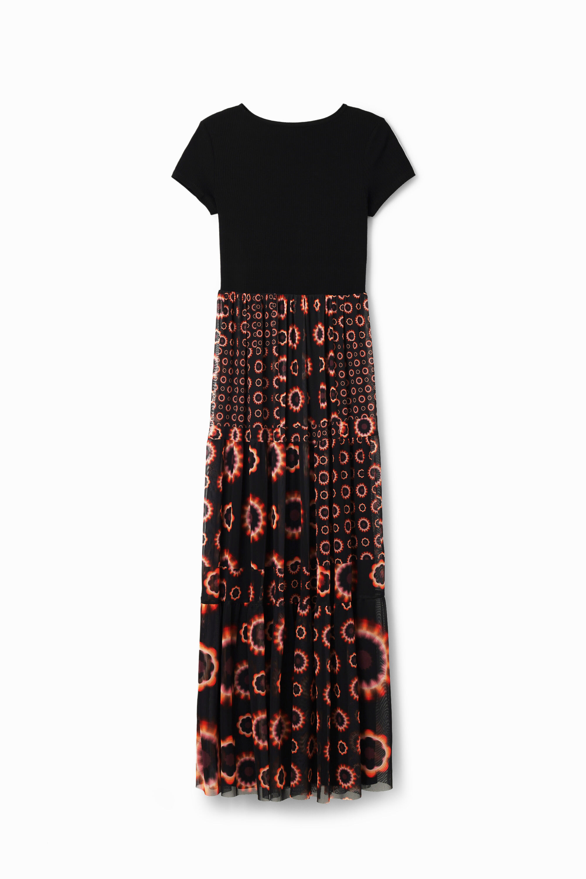 Vestido midi geométrico combinado