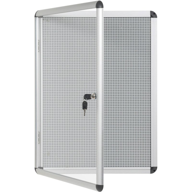Vitrine intérieure extra plate acier laqué porte battante cadre aluminium Bi-Office Enclore - 4 feuilles