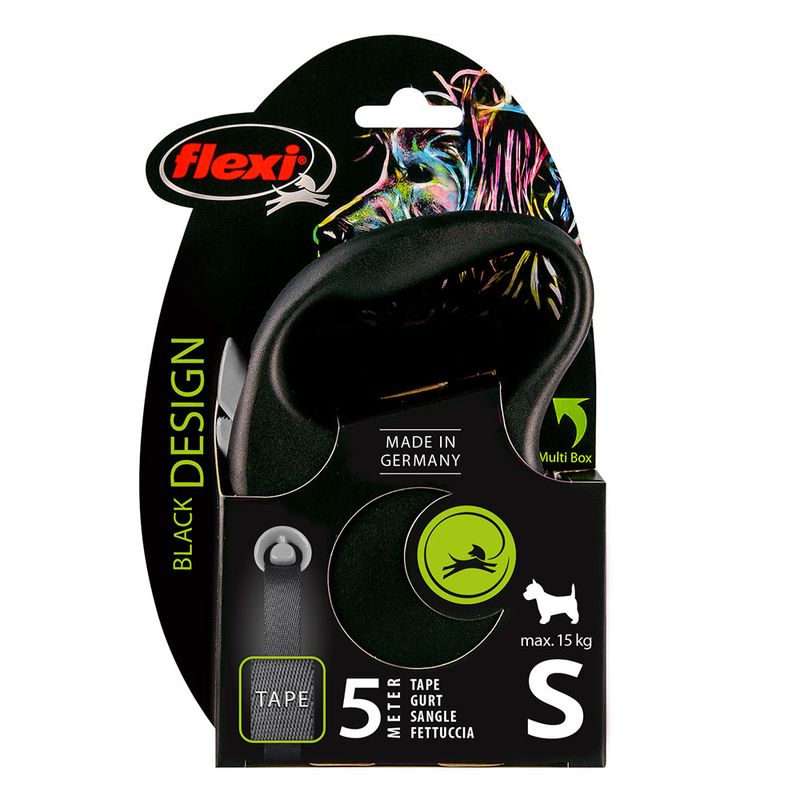 Laisse flexi Black Design noir, 5 m