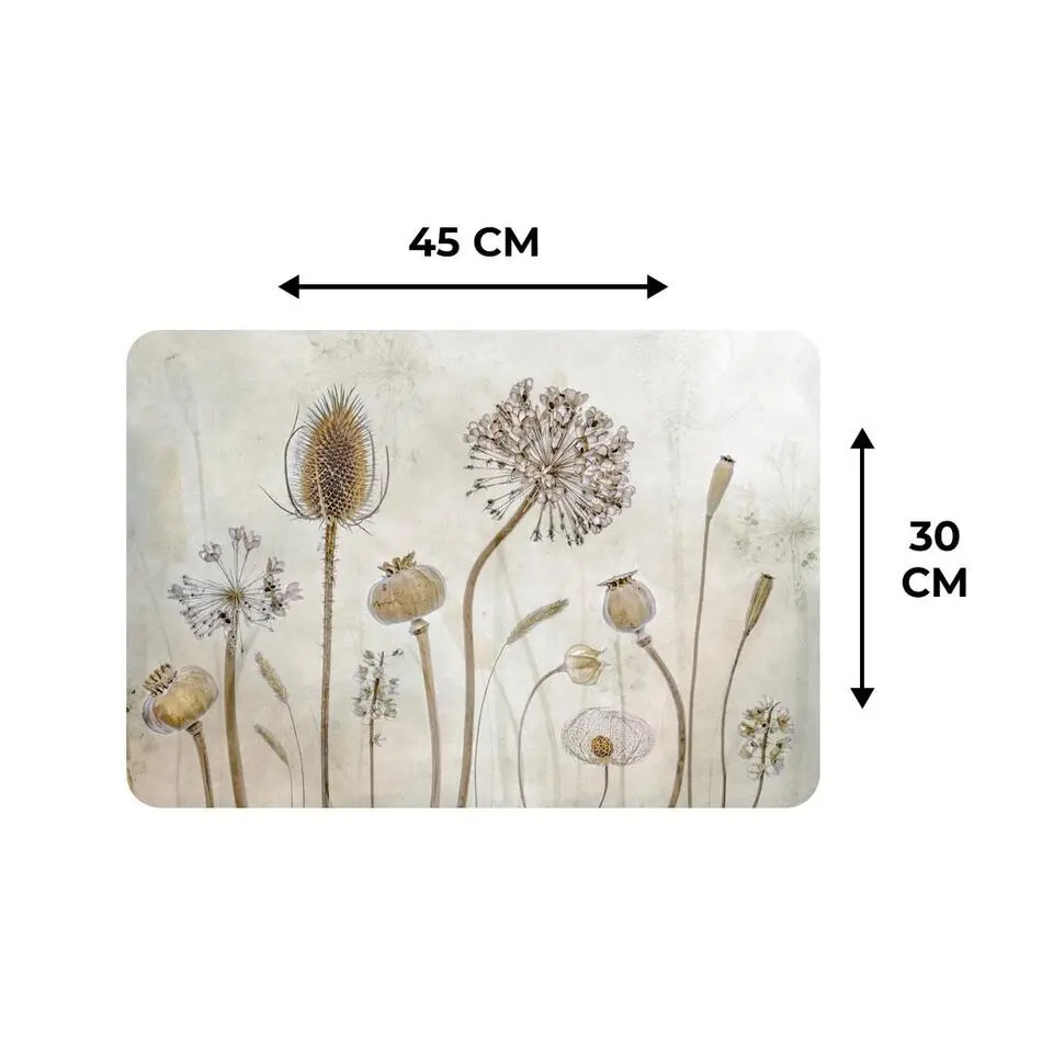 MuchoWow Placemat (6stuks) 45x30cm Bloemen Waterverf Stilleven