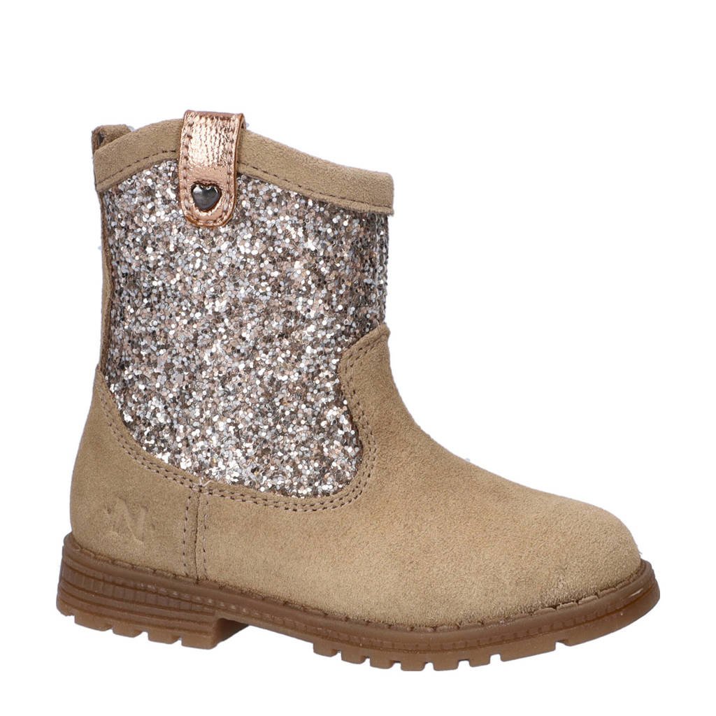 Nelson Kids suède laarzen met glitters beige