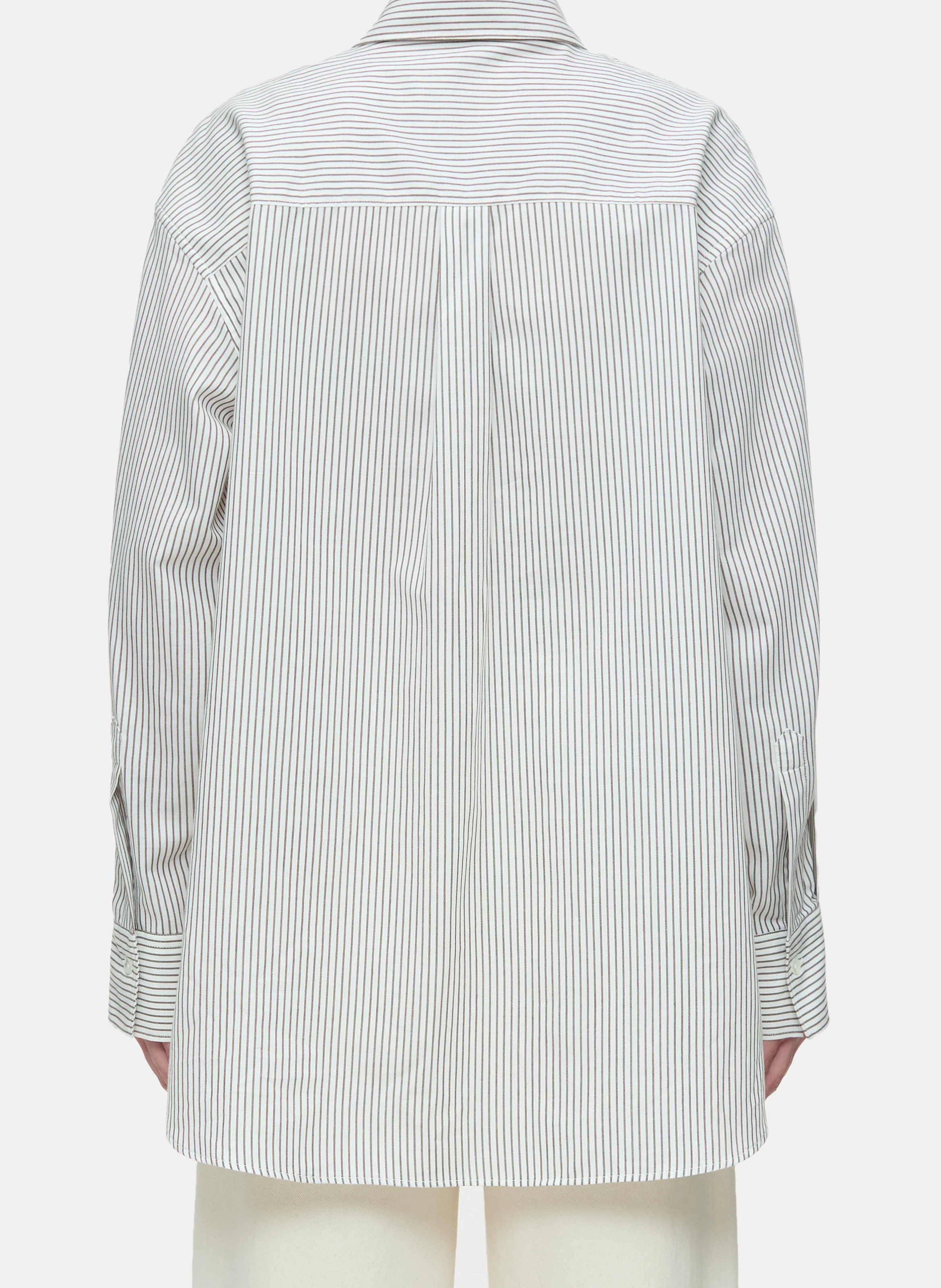 Chemise col classique en coton et en laine mélangée | Beige