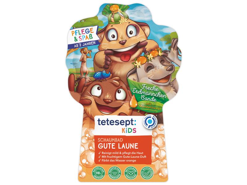 tetesept Kinder Schaumbad Gute Laune 40 g Badespass für Kinder pflegend und bunt