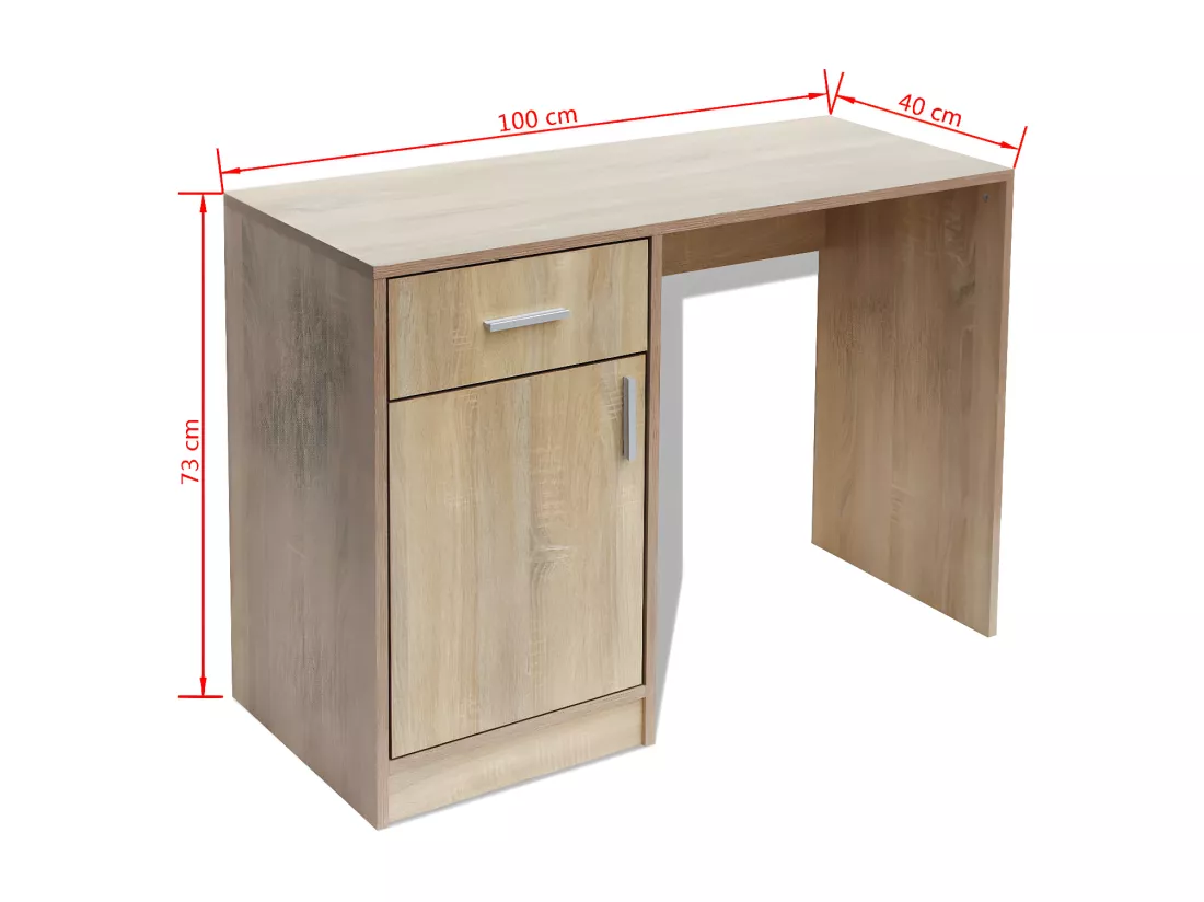 Bureau avec tiroir et placard 100 x 40 x 73 cm Chêne