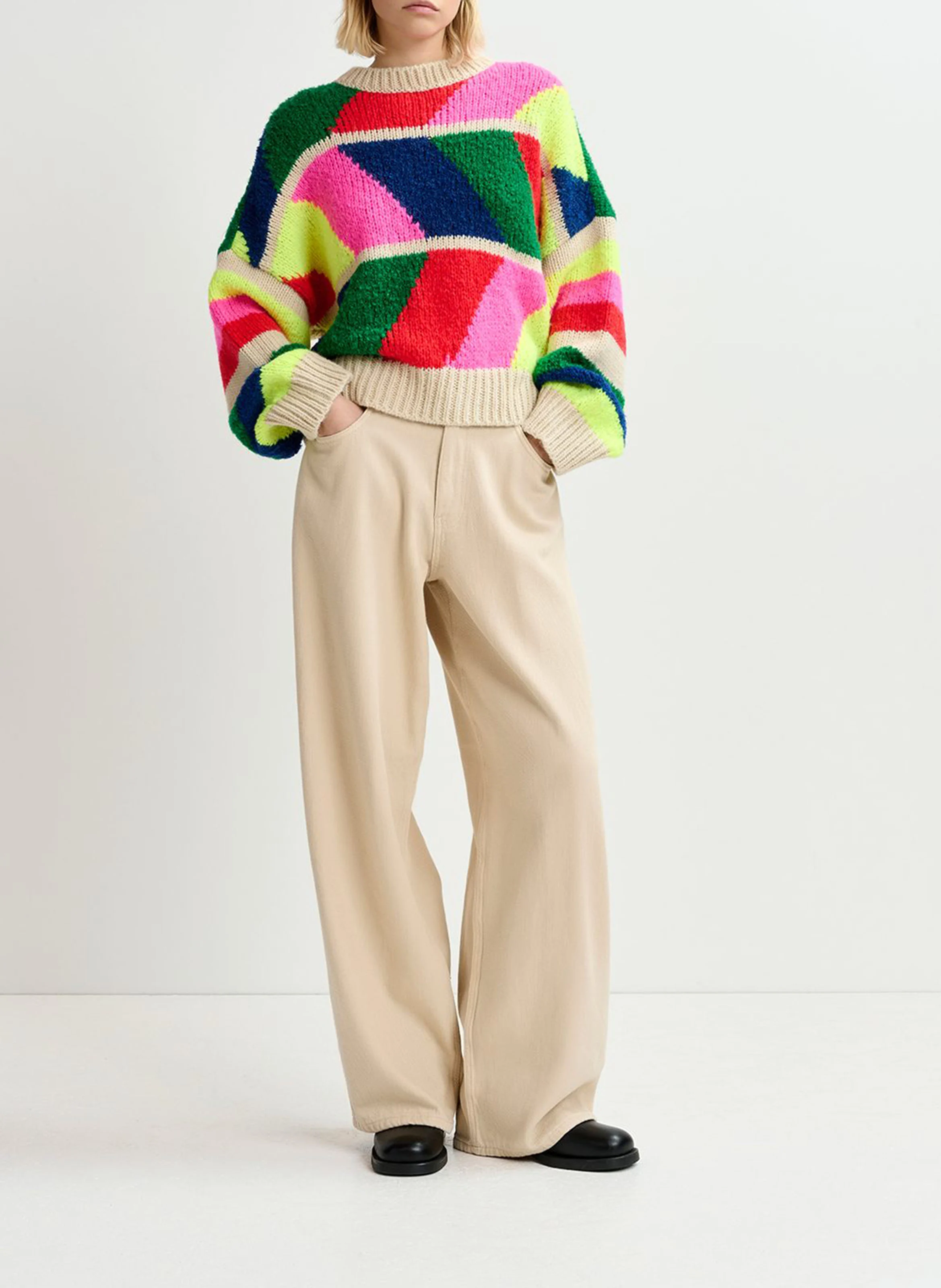 GINORMOUS - Jean large en coton | Blanc