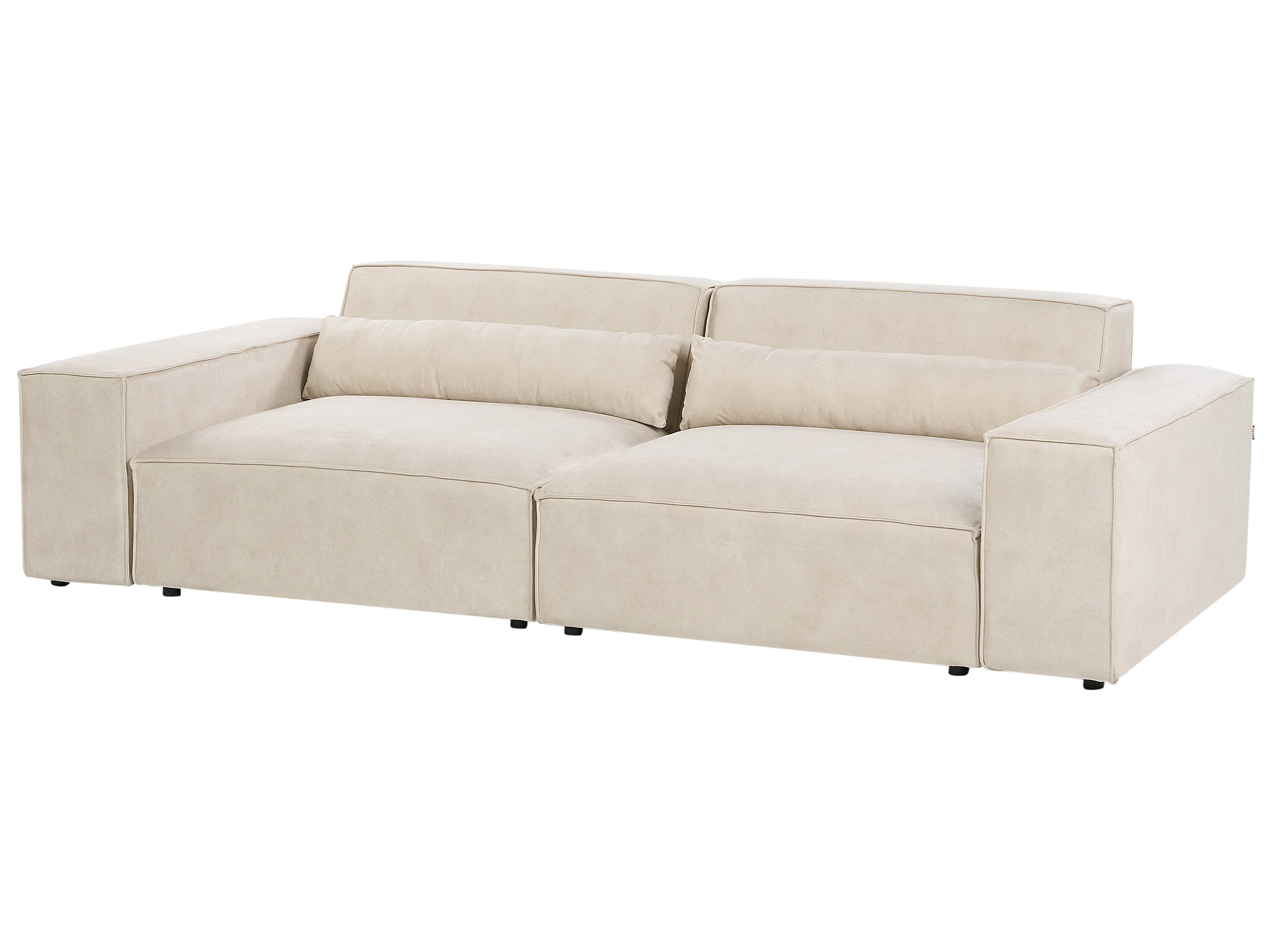Modulaire bank 2-zits HELLNAR Fluweel Lichtbeige met ottomaan