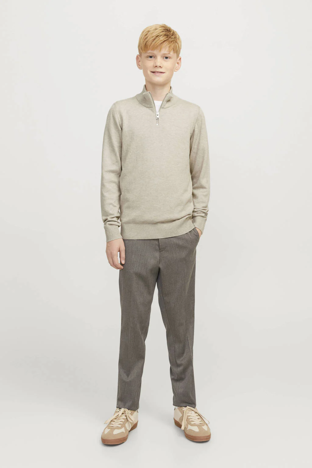 JACK & JONES JUNIOR trui ecru fijn gebreid