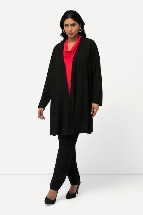 Indoorjacke, 3D-Zackenmuster, A-Linie, V-Ausschnitt
