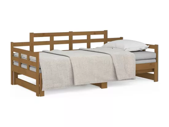 Lit coulissant sans matelas marron miel 2x(90x190) cm