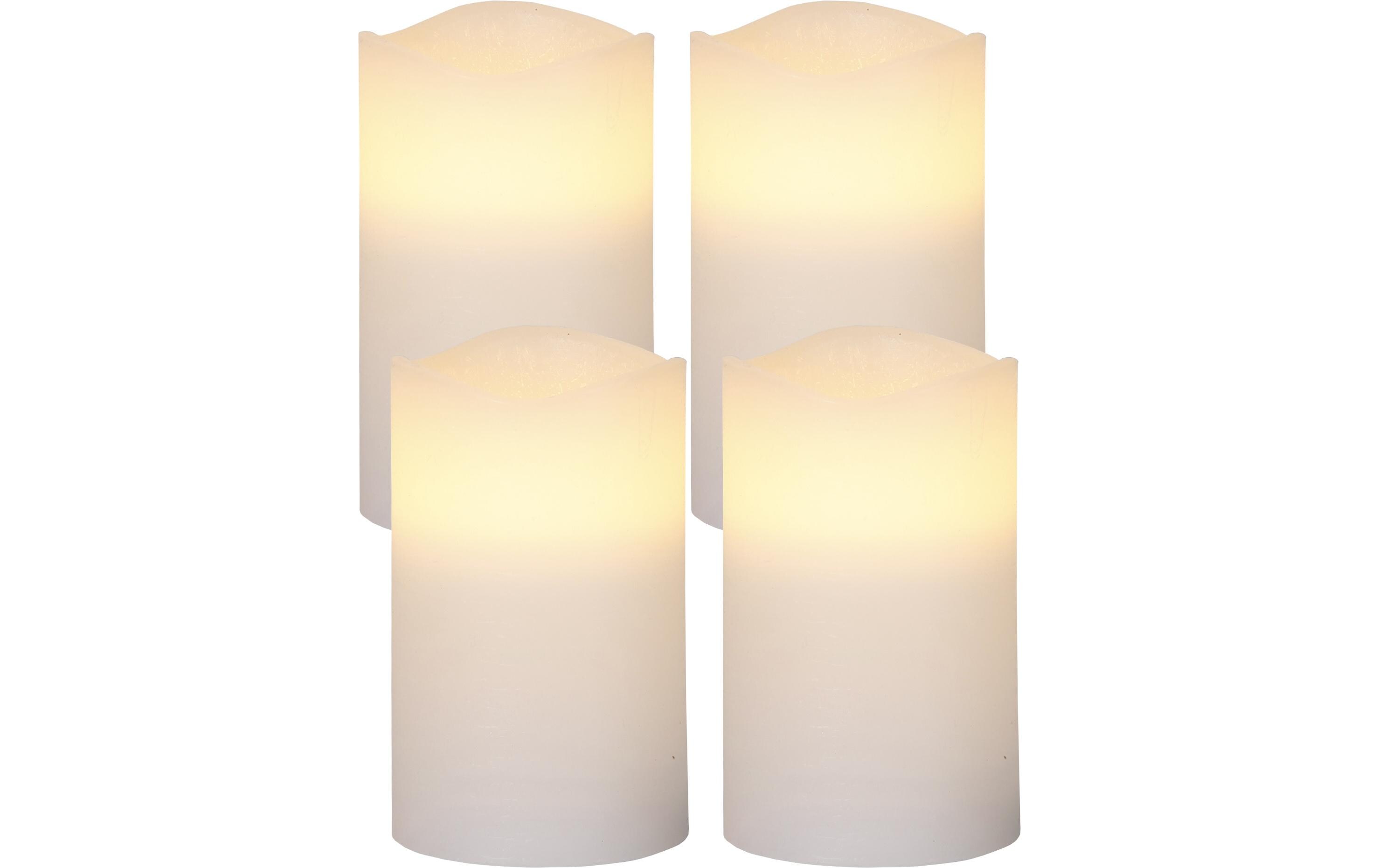 LED-Kerzen Set Pillar May Ø 7.5 x 12.5 cm, Weiss, 4 StkKerzen aus Echtwachs mit LED Leuchte