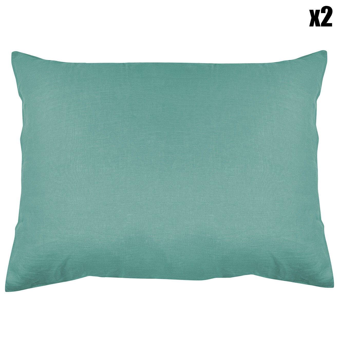 United by Perle de coton 2 Taies d'oreiller 100% Lin lavé celadon