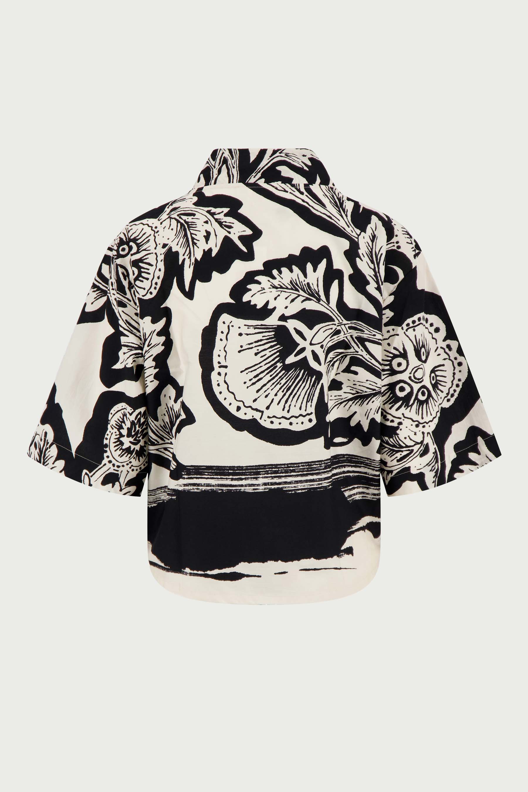 V hals woven top borderprint