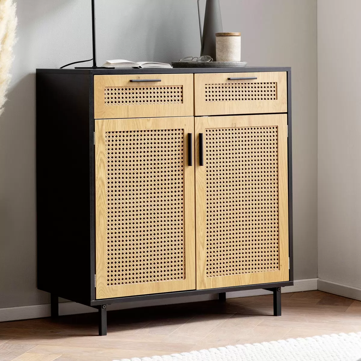 Highboard Besancon hellbraun,schwarz