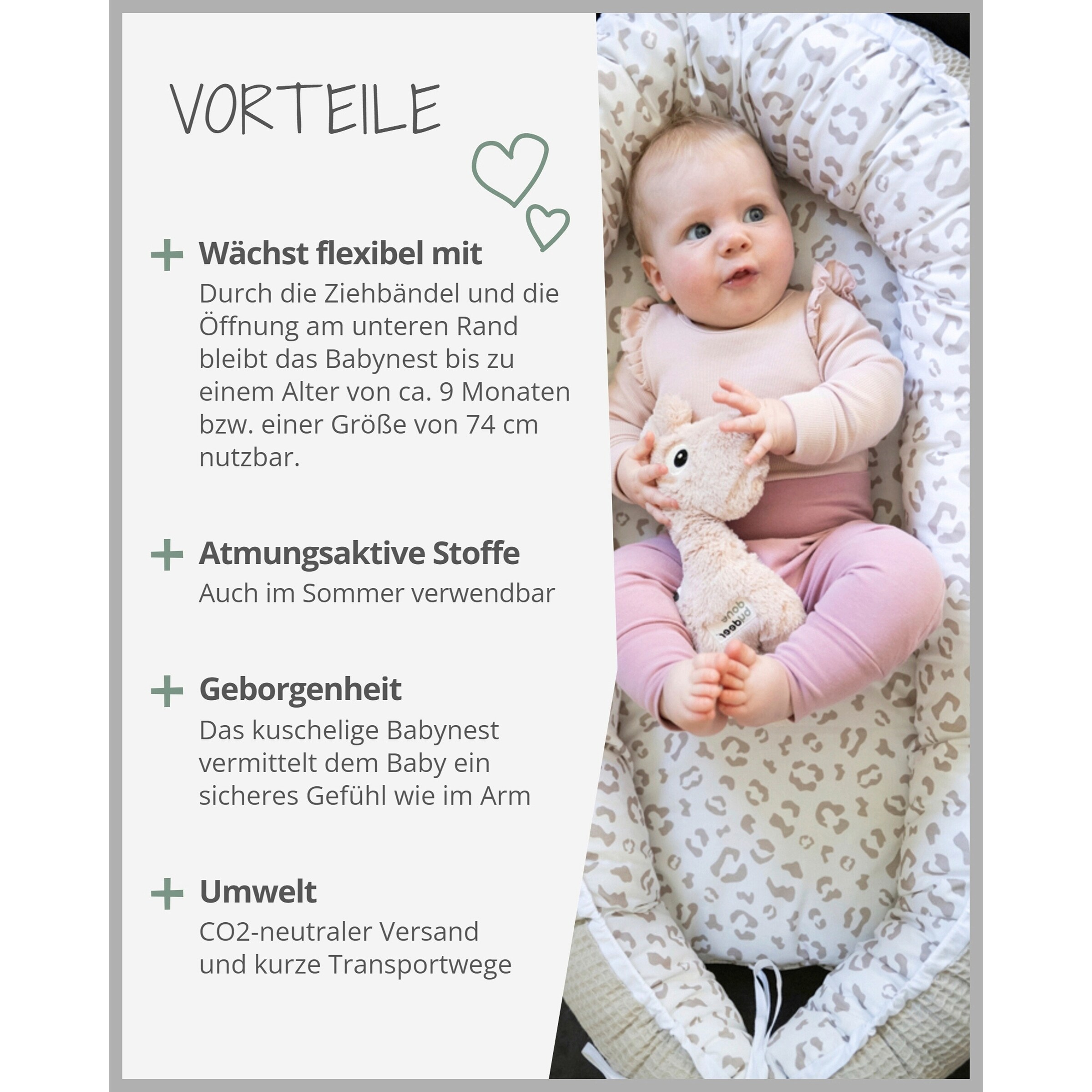 Ullenboom Kuschelnest Waffelpiqué 55x95 cm beige / weiß / Leo