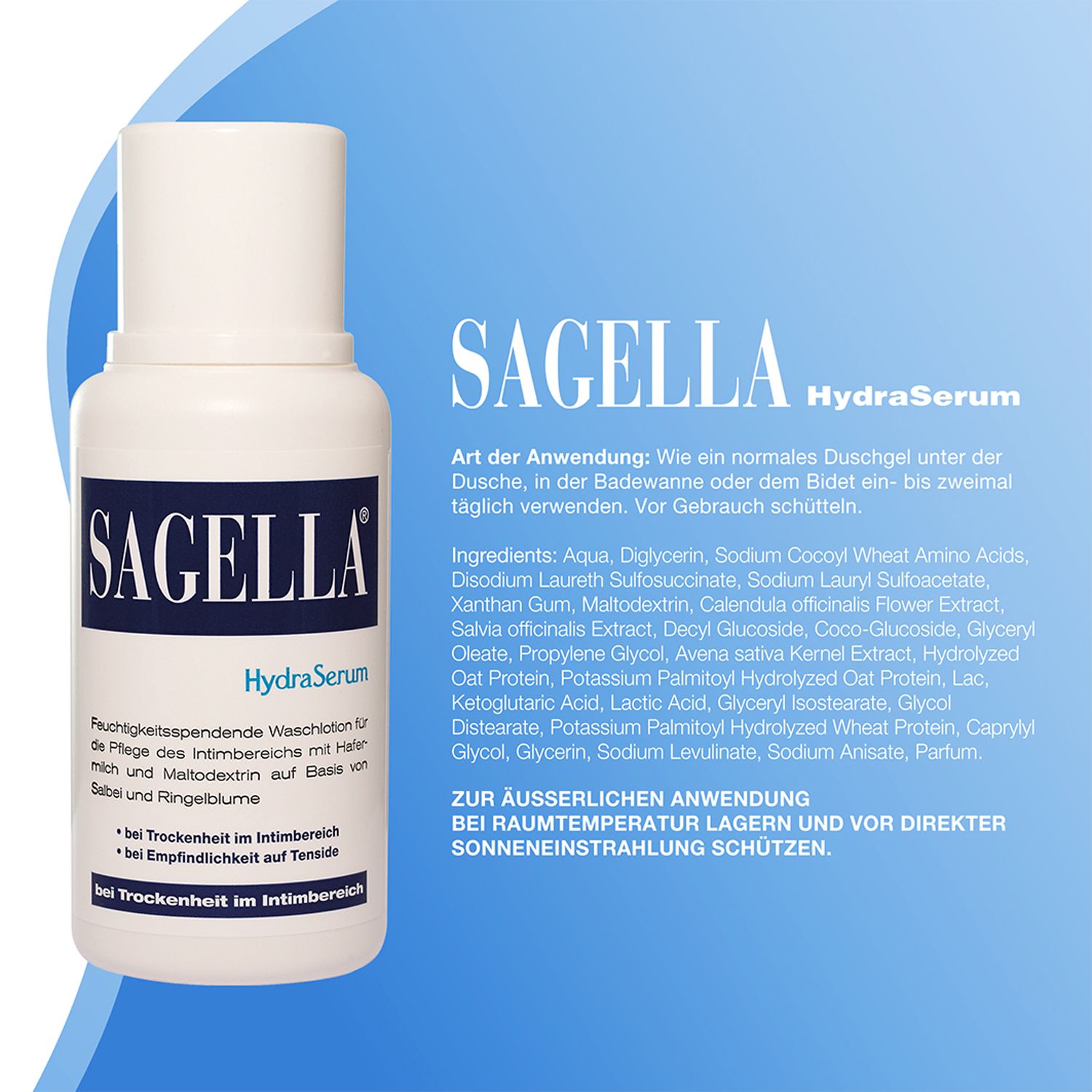 SAGELLA HydraSerum: Feuchtigkeitsspendende Intimwaschlotion bei Trockenheit im Intimbereich