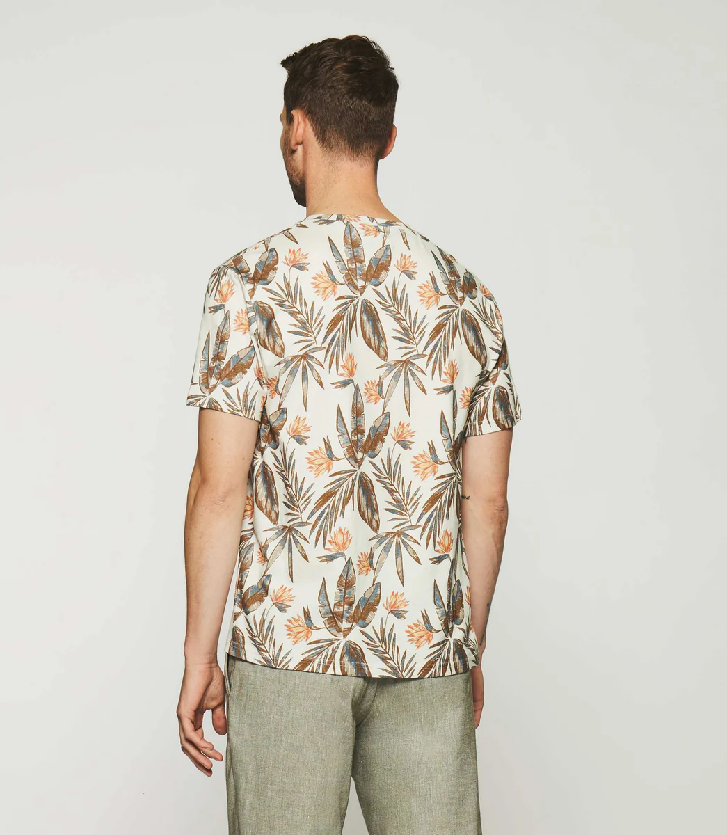 T-shirt à manches courtes à imprimé feuille écru GAYLORD