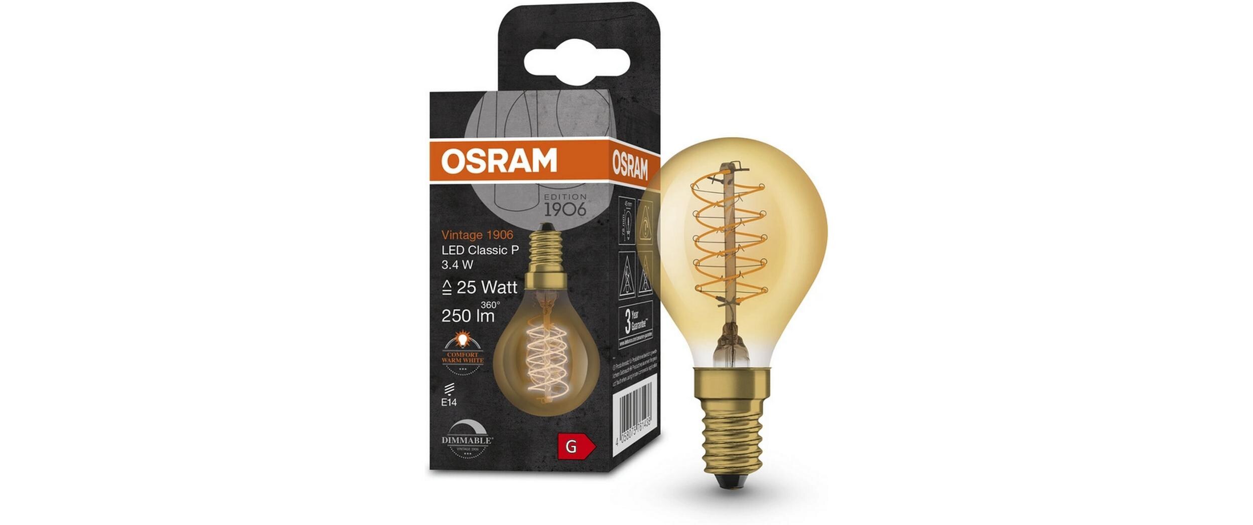Lampe Vintage 1906 Classic P25, 3.4W, E14, WarmweissDimmbare LED-Lampen, Vintage-Edition