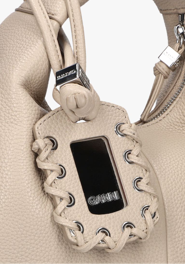 creme ganni handtas hobo mini grained