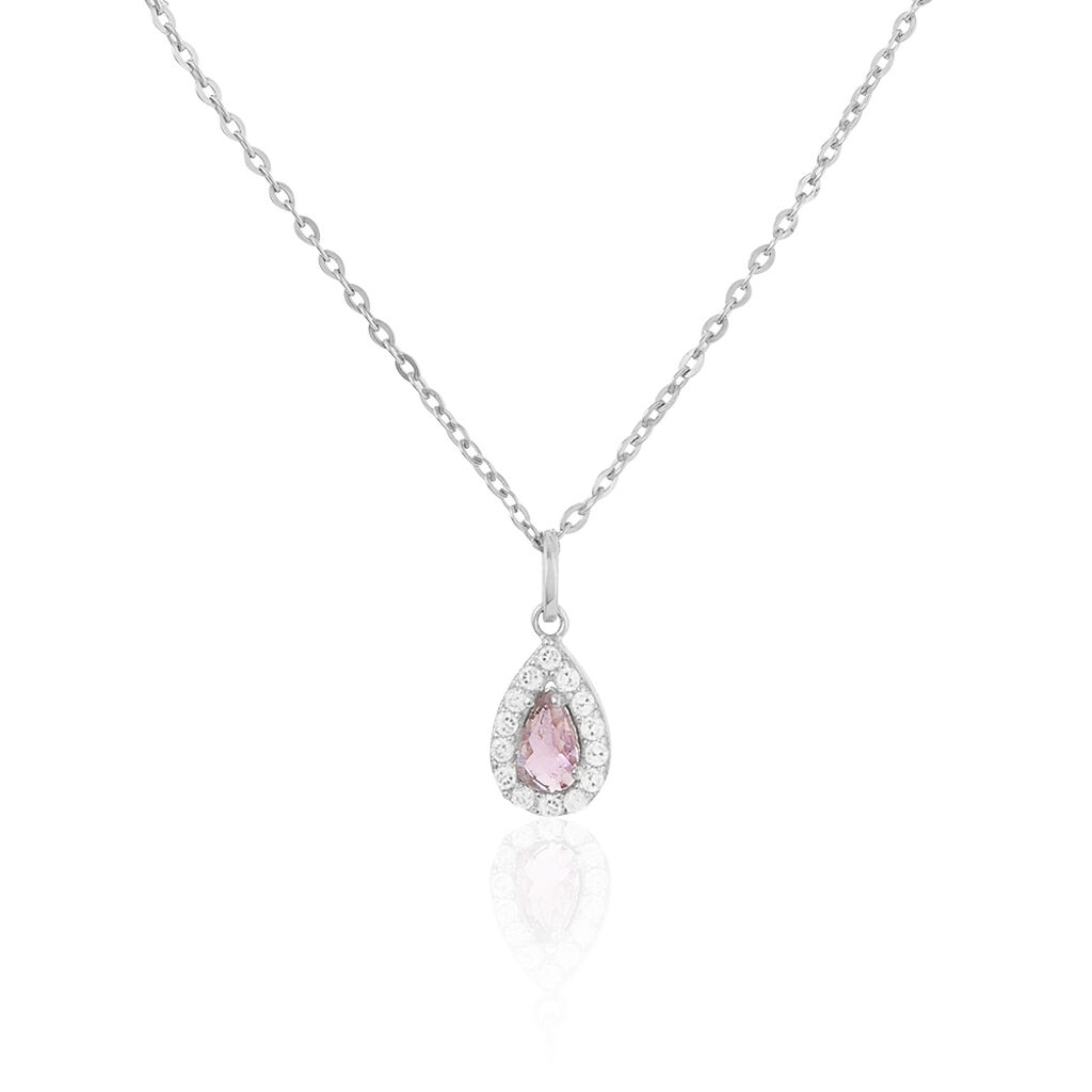 Collier Tania Argent Blanc Pierre De Synthese Et Oxyde De Zirconium