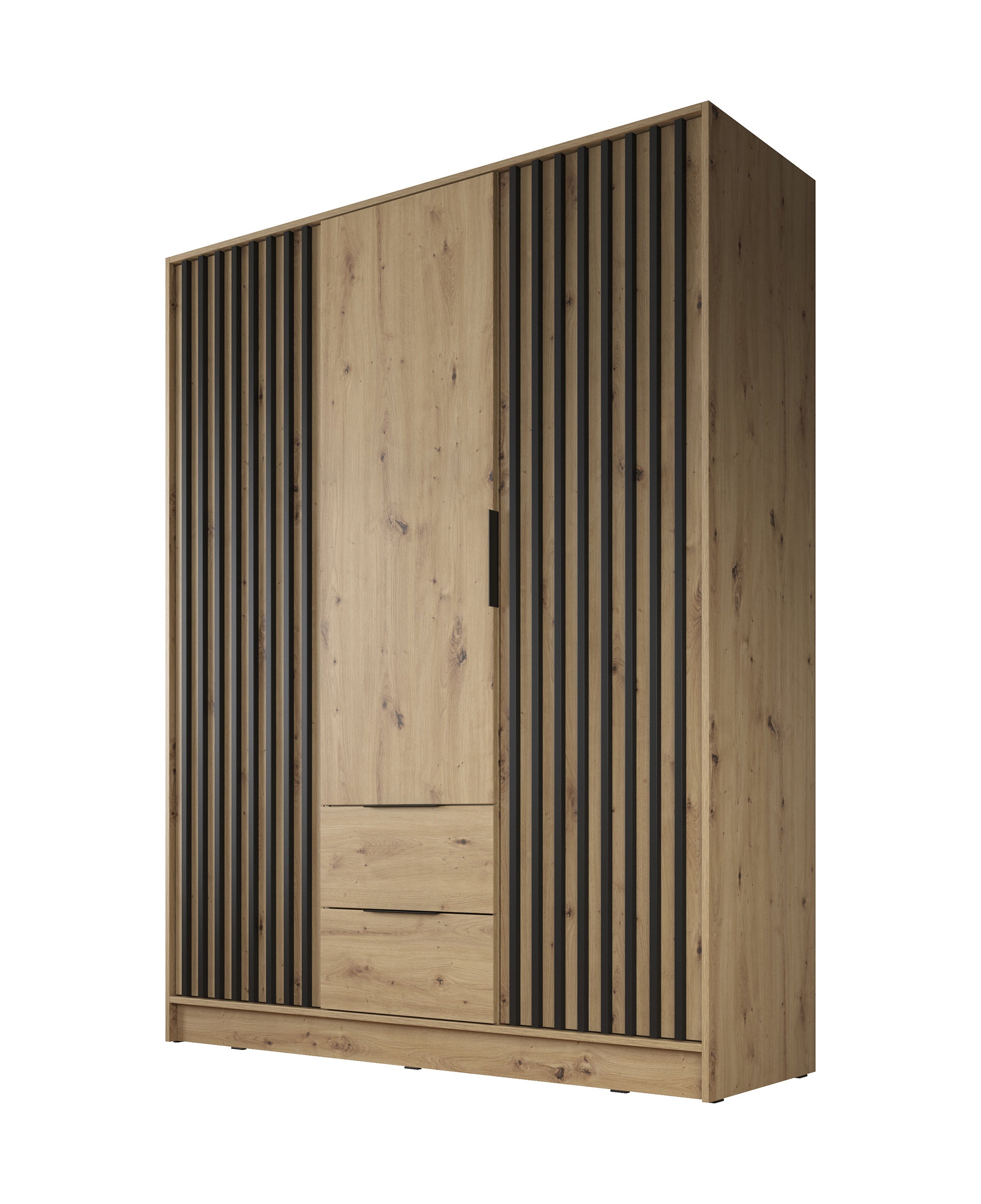 Nairobi - Kledingkast 3-deurs - Eiken/zwart - 155x51x200 cm