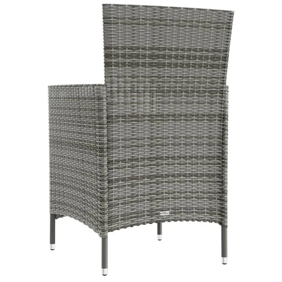 vidaXL - Tuinset - Grijs - Poly rattan - 3 stuks - Met kussens