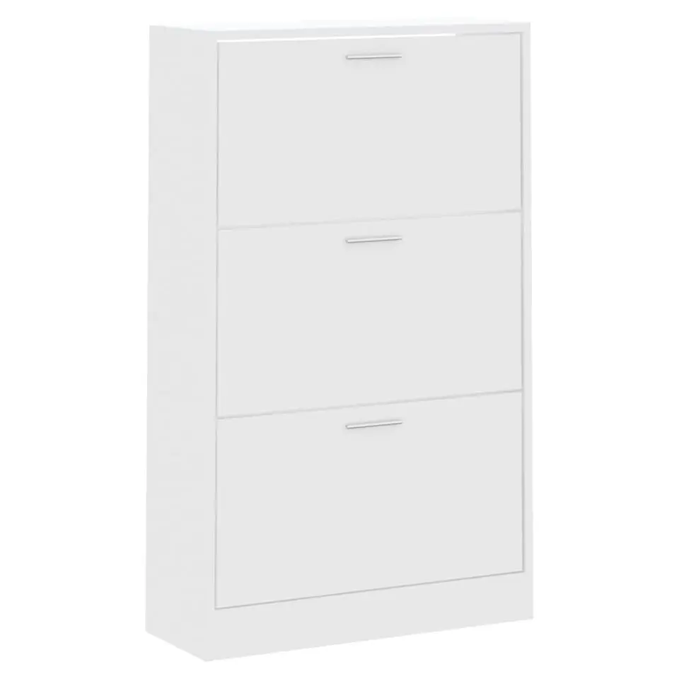 vidaXL - Schoenenkast 6 paar met 3 kleppen - Wit - Bewerkt hout - 63x24x103 cm
