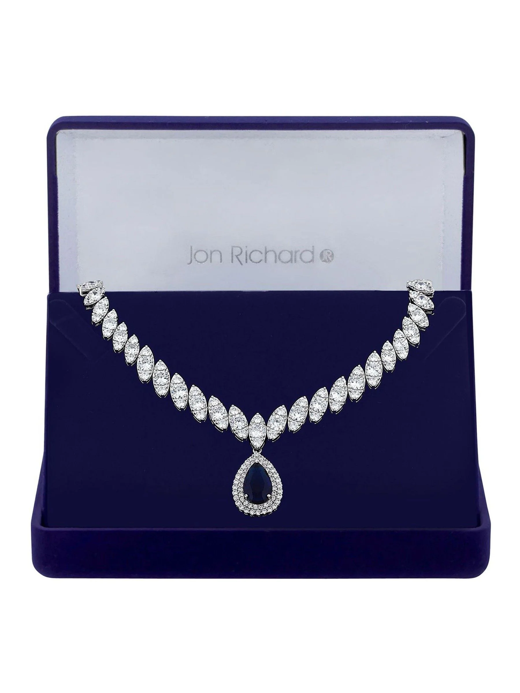 Jon Richard - Rhodium geplatineerde opvallende ketting met zirkonia in geschenkverpakking