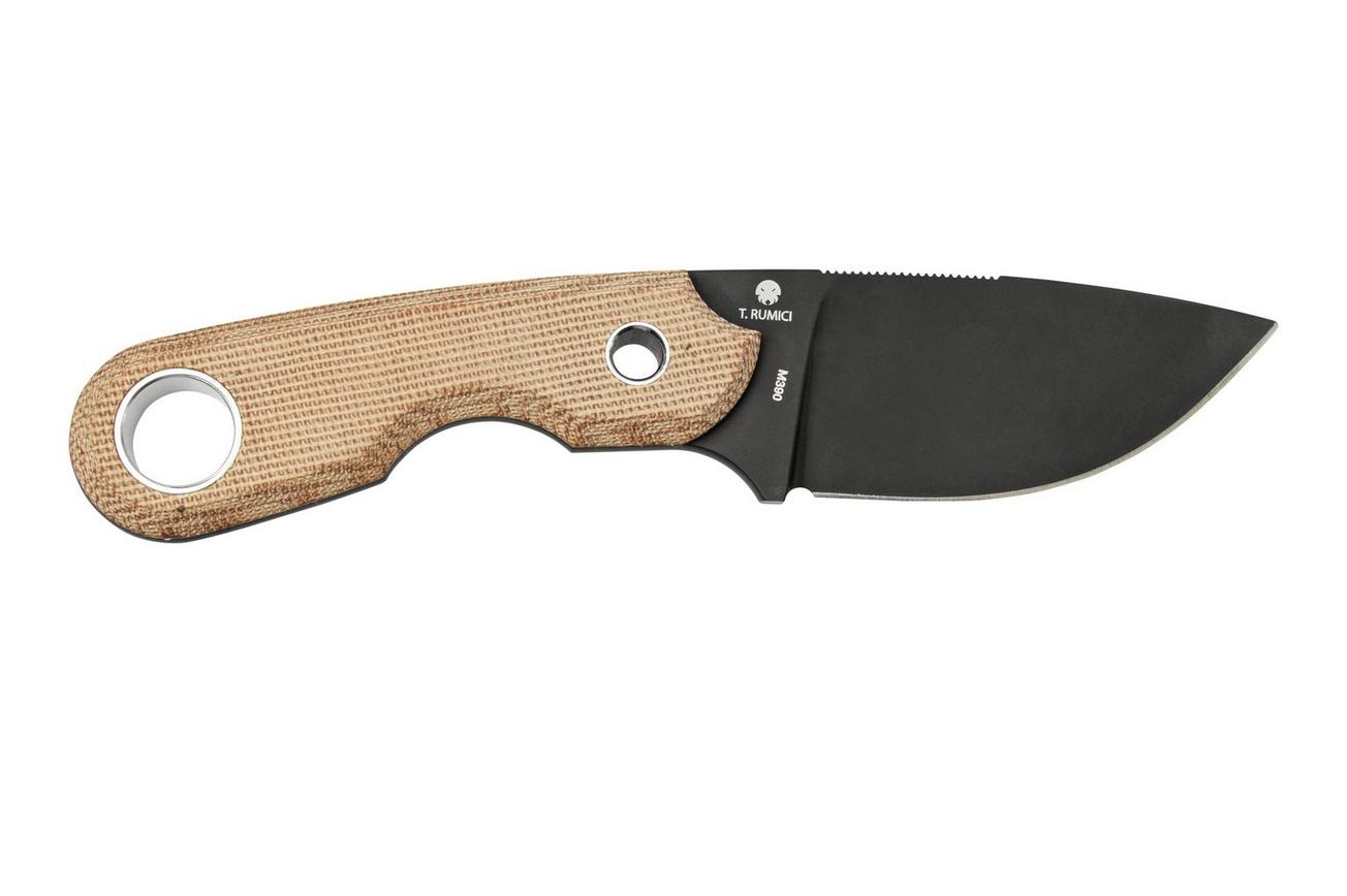 Viper Berus 1 VT4012DCN M390 PVD Black, Natural Canvas Micarta vaststaand mes, Rumici design