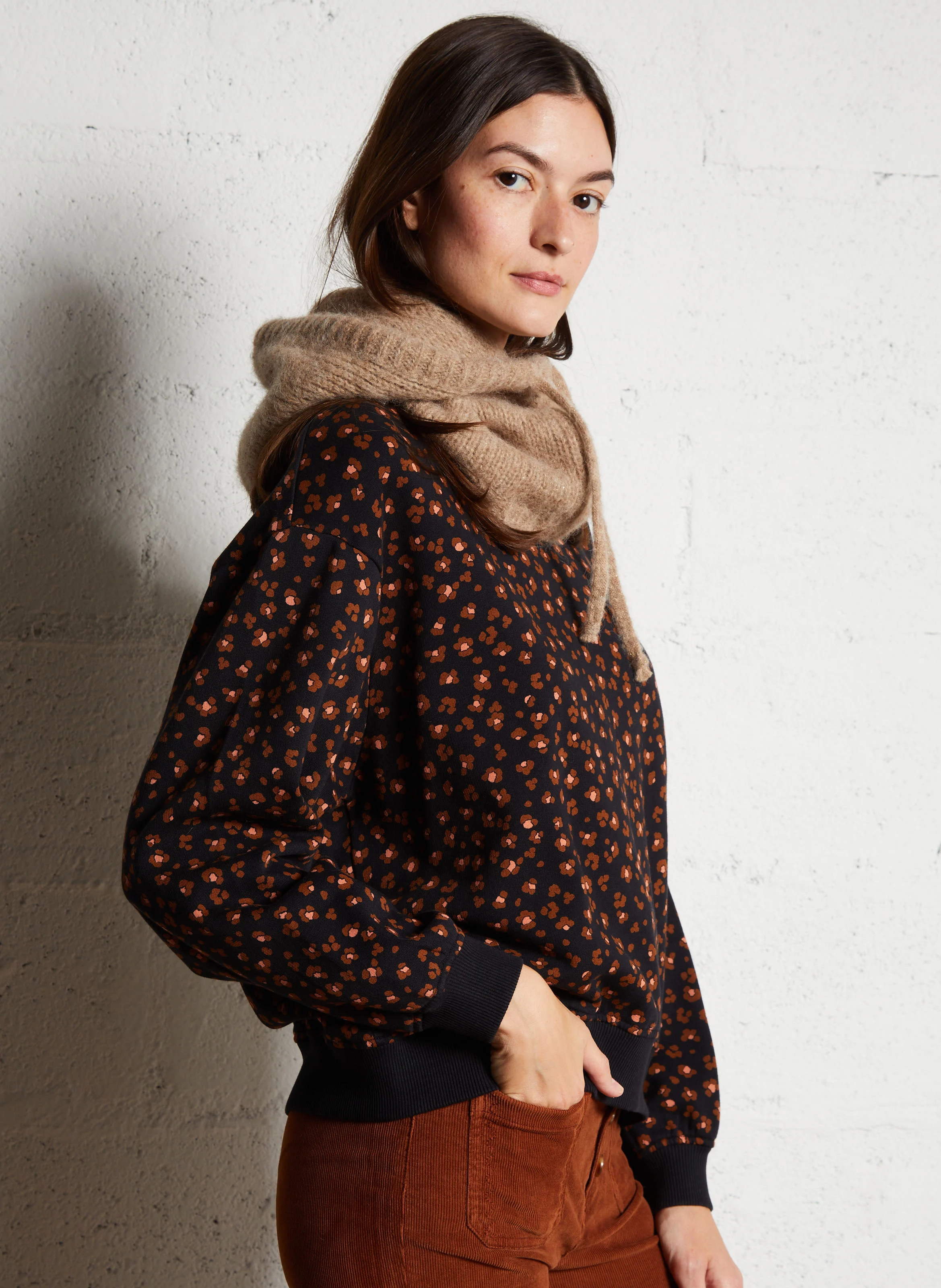 HANITA - Sweat col rond en coton | Noir