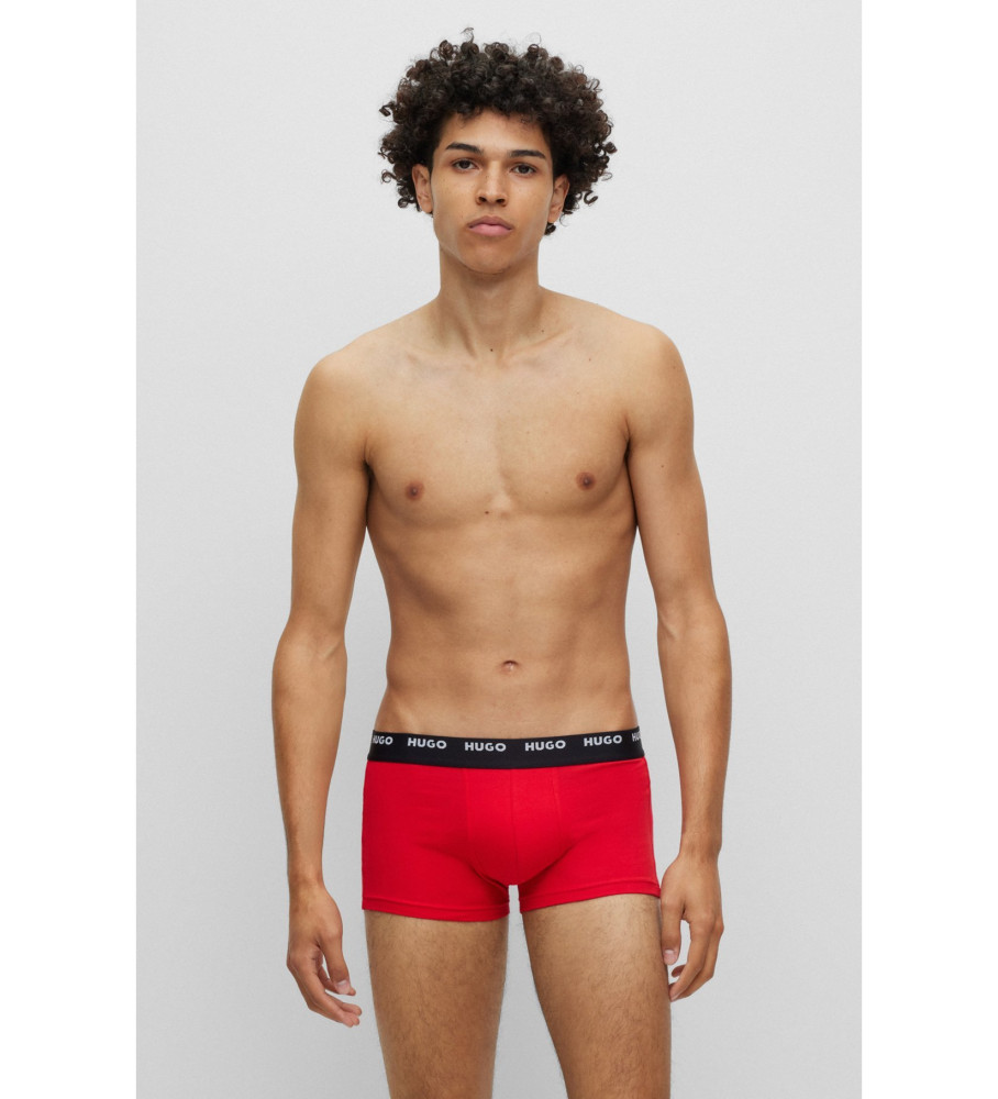 Pacote com 5 cuecas boxer HUGO com logotipo multicolorido.