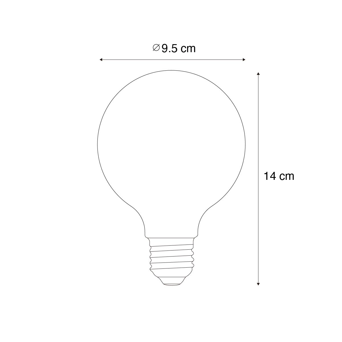 Set van 5 E27 dimbare LED lamp spiraal filament G95 goud 4W 270 lm 2100K