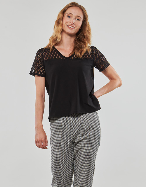 Only - ONLSILJA S/S LACE TOP JRS - Noir