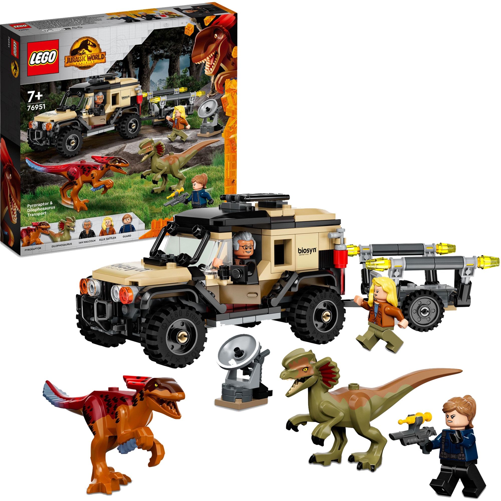 LEGO Konstruktionsspielzeug Jurassic World Pyroraptor & Dilophosaurus Transport