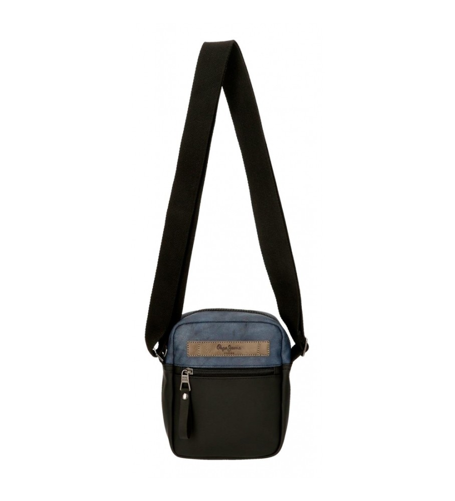 Bolsa de ombro pequena Pepe Jeans Ocean com bolso frontal, preta.