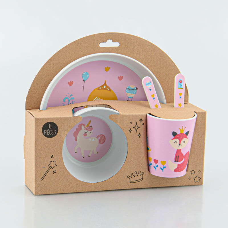 Set déjeuner enfant féérique rose