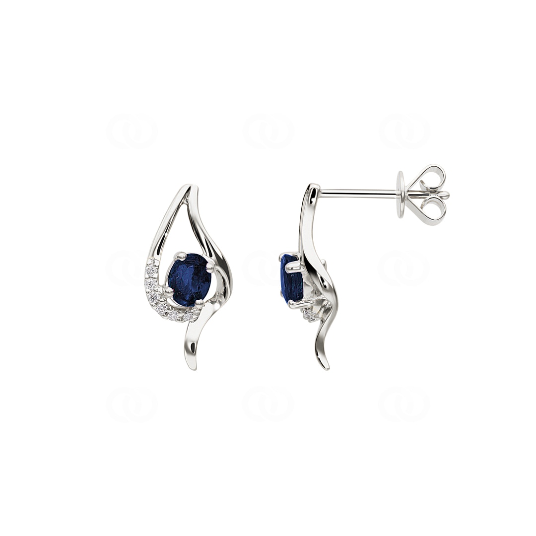 Ohrstecker 750/18 K Weissgold mit Saphiren & Diamanten 0.05 ct H/si