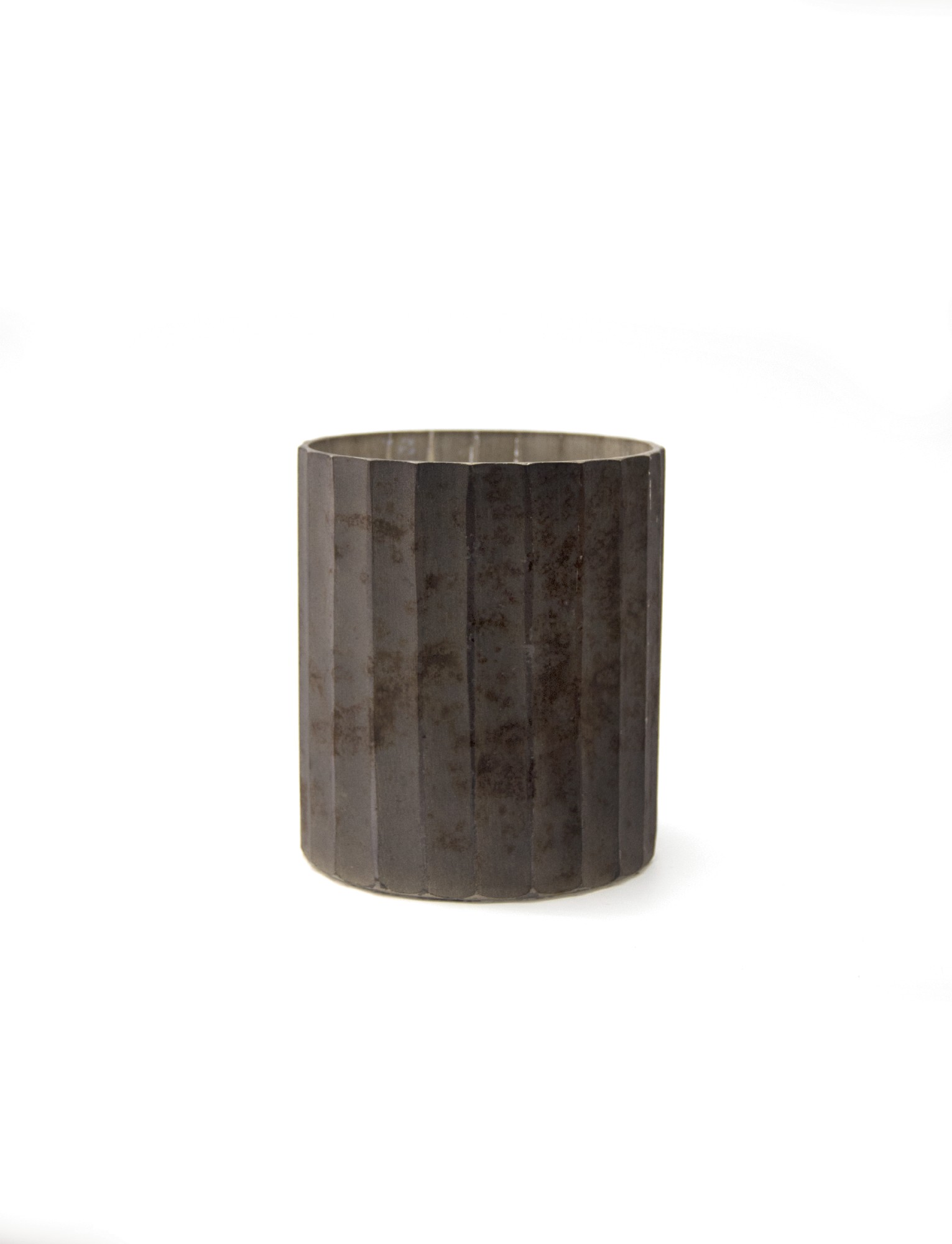 Windlicht 'Strier', grau, Ø 10 cm, H 12 cm von fischer's lagerhaus