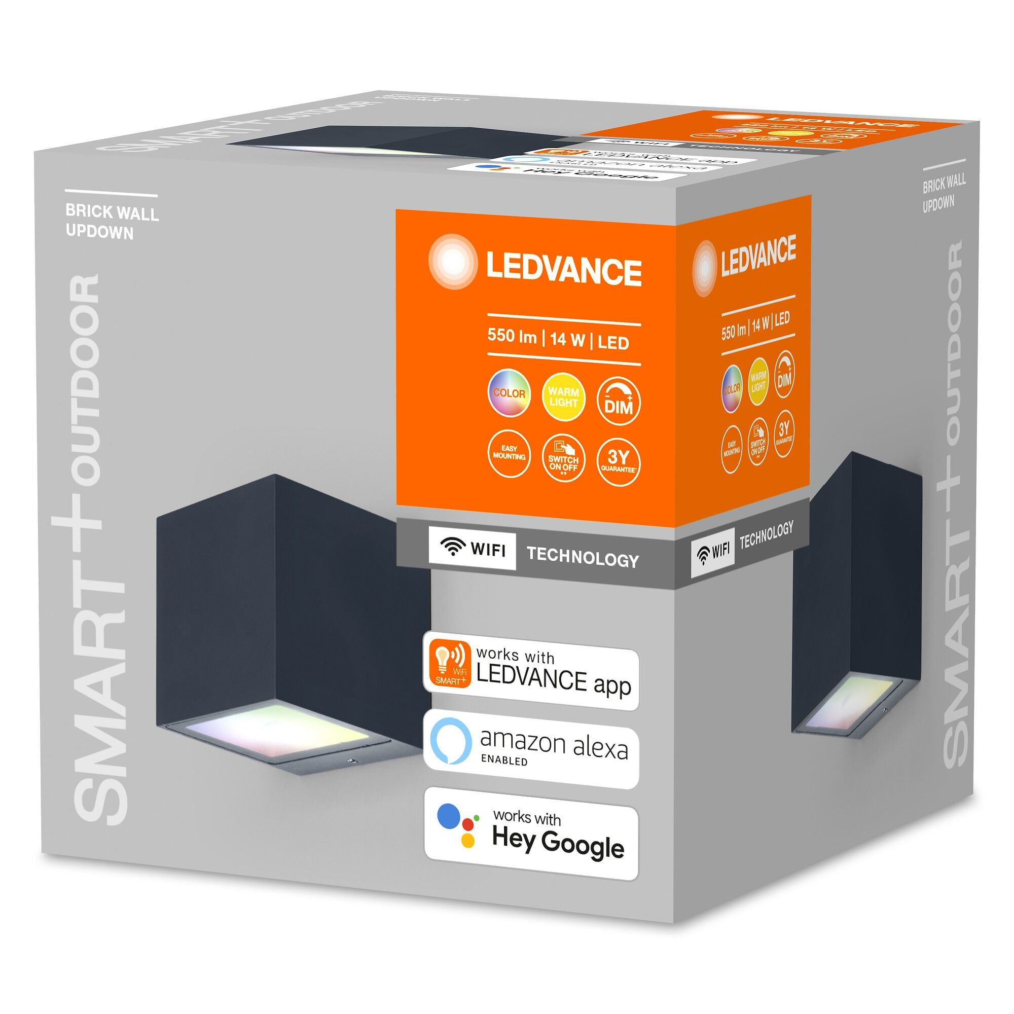 LE_BRICK SMART OUTDOOR Wandleuchte - Grau / B: 8.5 cm x T: 8.5 cm x H: 8.5 cm