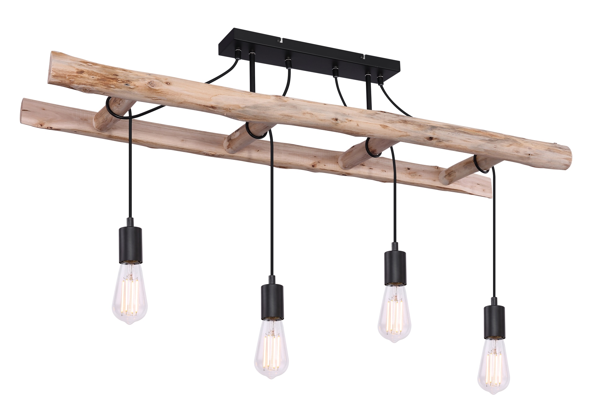 GLOBO Retrofit Deckenlampe IRMGARD 115 cm schwarz /Holz