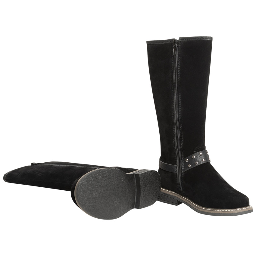 Bottes cavalières pour fille effet daim à rivets métalliques