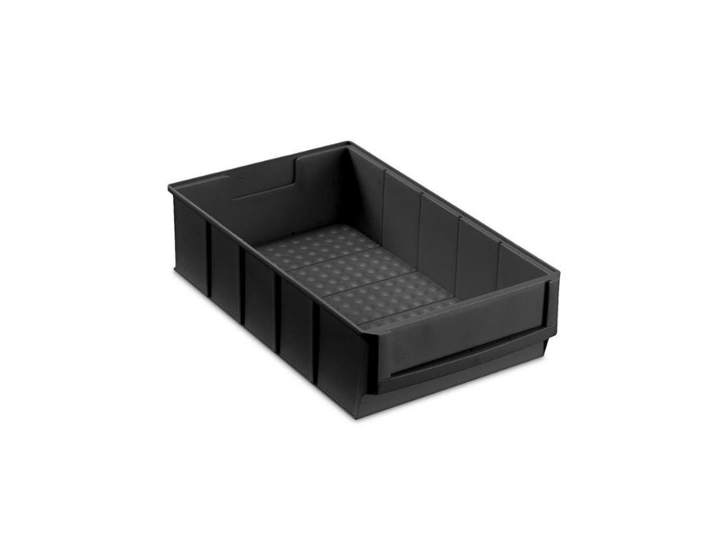 PROREGAL Geleidende industriële doos 300 B HxBxD 8,1 x 18,3 x 30 cm 3,4 liter ESD-opbergdoos Assortimentsdoos Kleine onderdelendoos