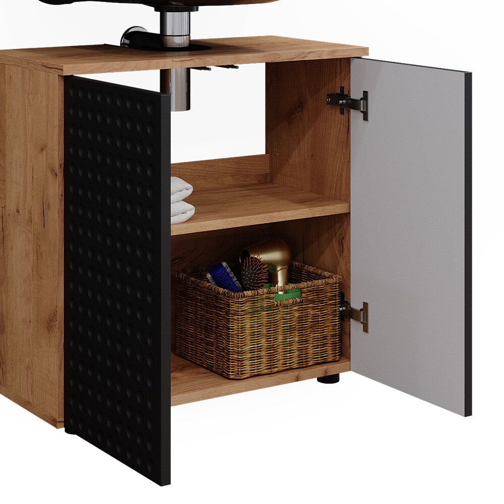 Vicco Badmöbel-Set Irma Eiche Anthrazit 4-teilig Midischrank 95 cm Waschbeckenschrank 60 cm