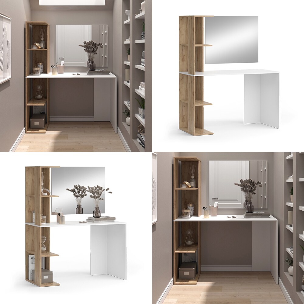 Vicco Schminktisch Tower Weiß Sonoma 122 x 55 cm mit Spiegel