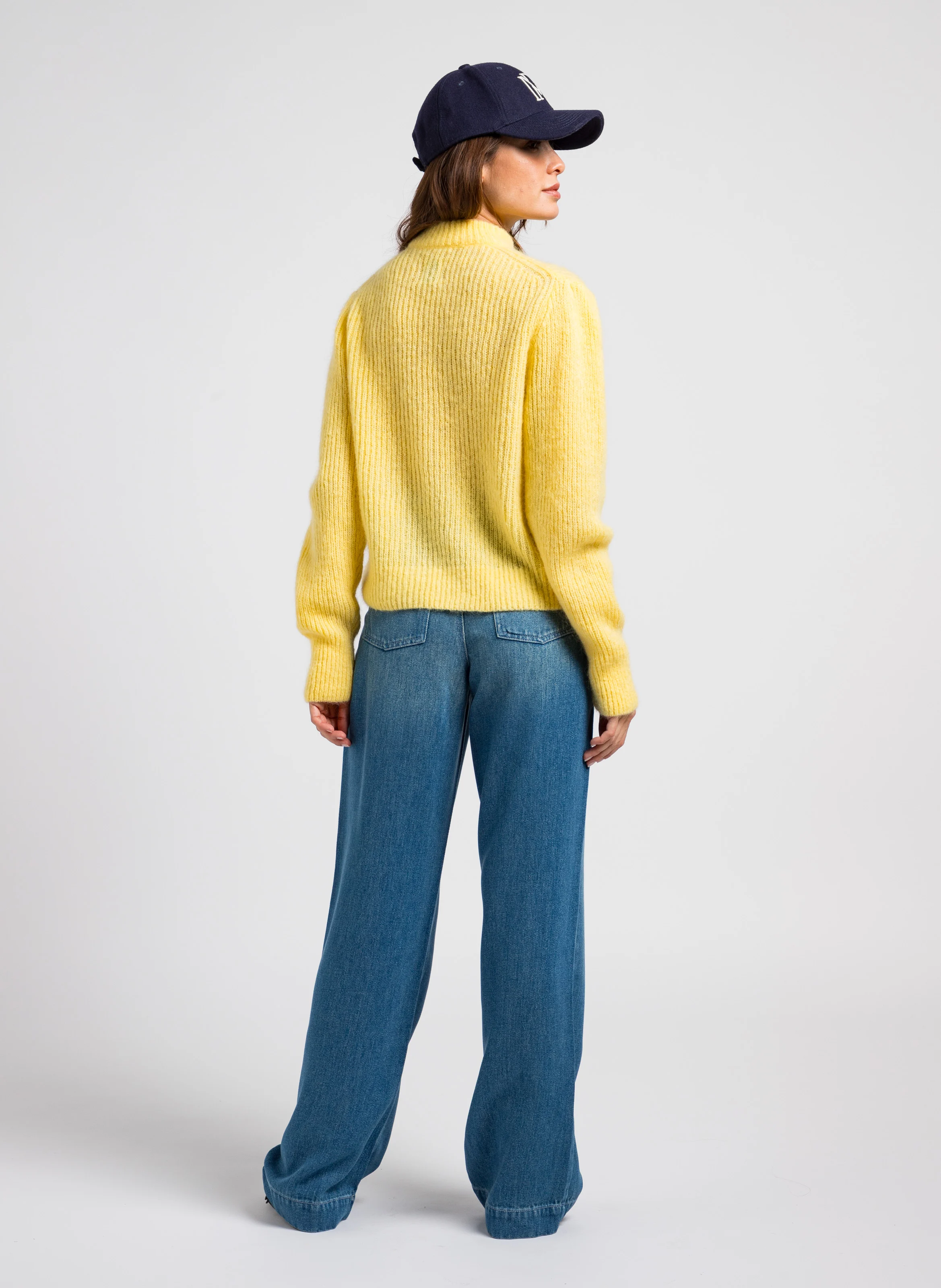 MIMI - Pull col montant en laine mélangée | Jaune