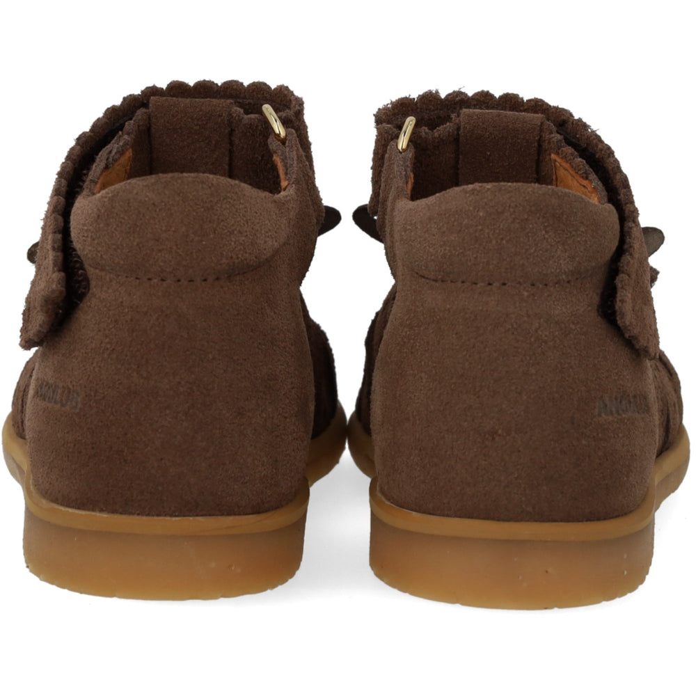 Køb Angulus Dark Taupe/Gold Shine Sandal Med Sommerfugl Og Dobbelt Velcro