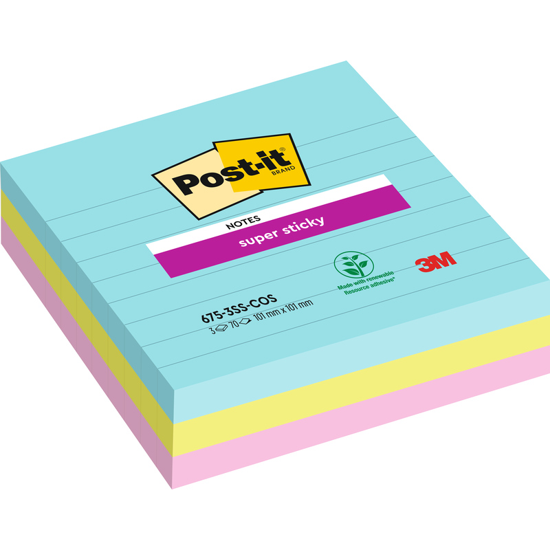 Post-it Haftnotizen Super Sticky Cosmic, 101 x 101 mm, 3 x 70 Blatt