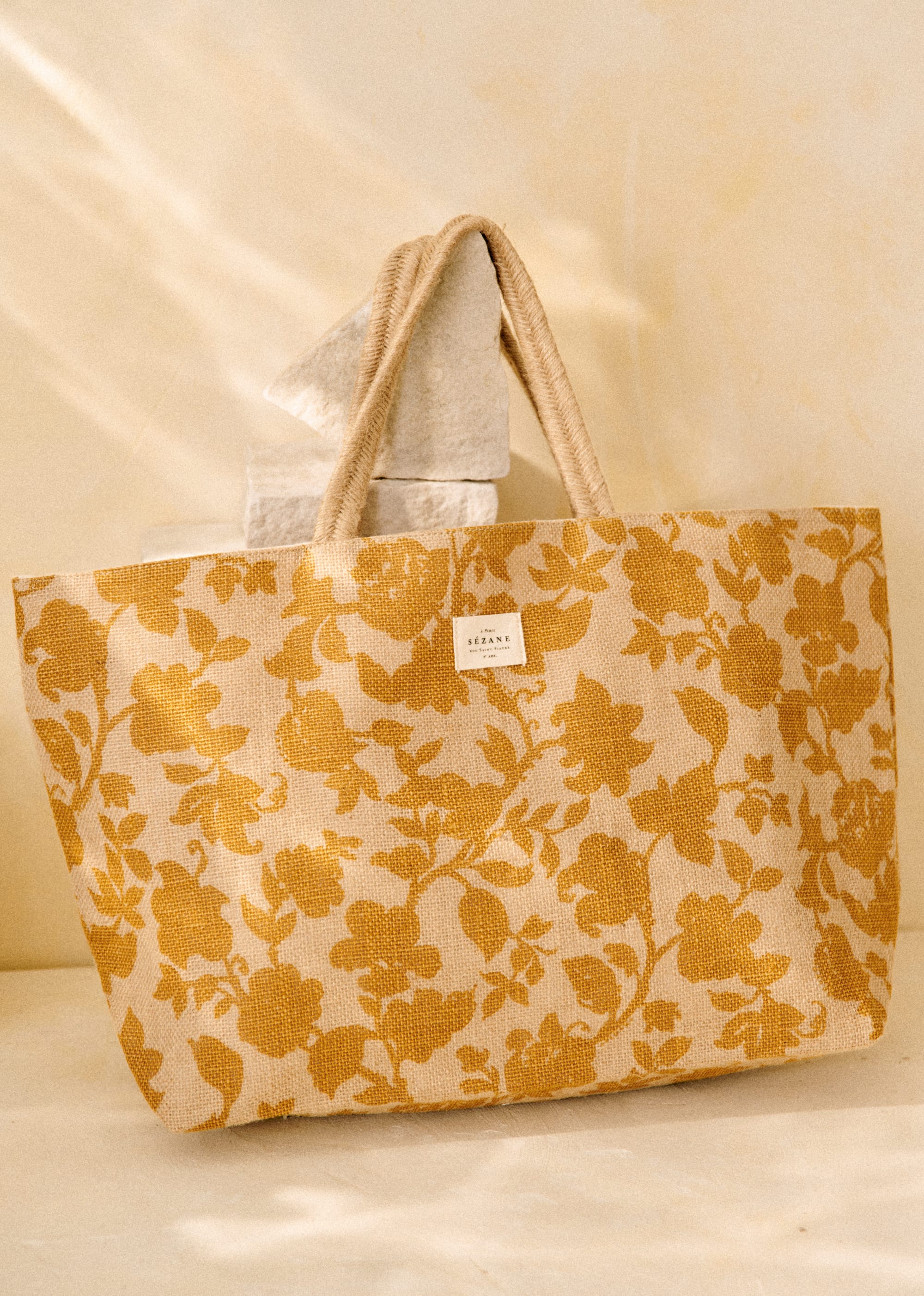 Grand Cabas Jute - Fleurs des jardins ocre - SACS/NEW SACS Nos Paniers 5906383